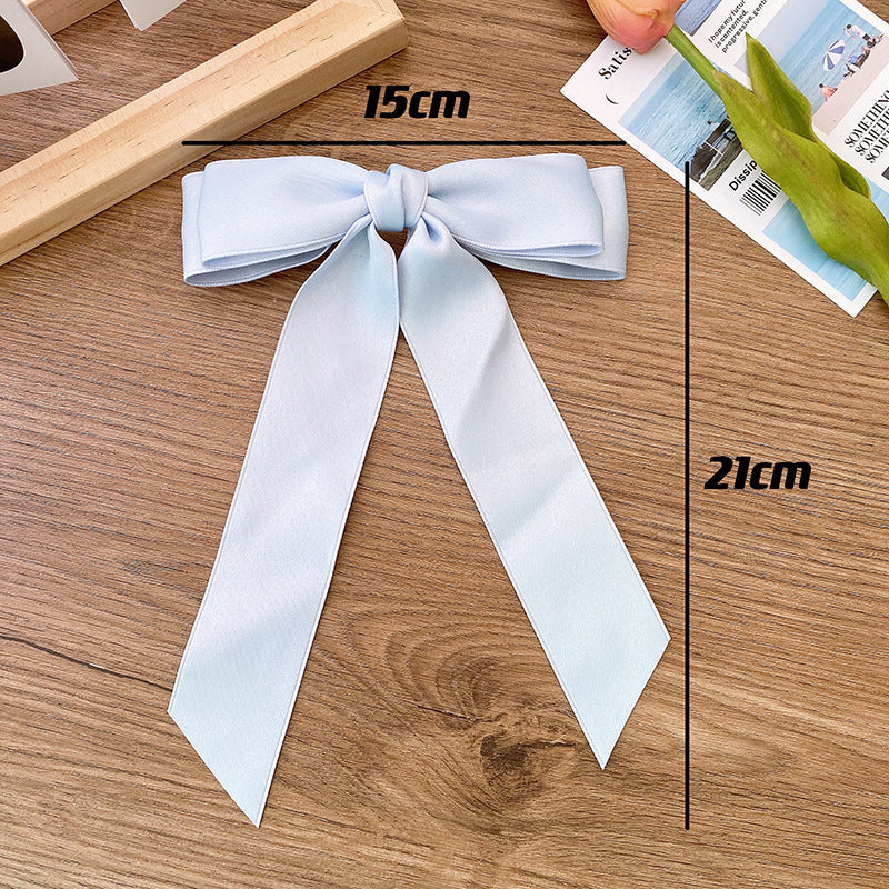 Sweet Ballet Style Satin Double Layer Big Bow Hairpin Spring Clip Streamer Elegant Girls Princess Hairstyle Hair Accessories