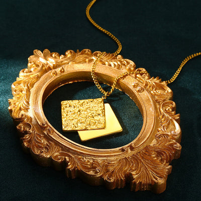 Jewelry Casual Simple Style Round Square 304 Stainless Steel 18K Gold Plated Pendant Necklace