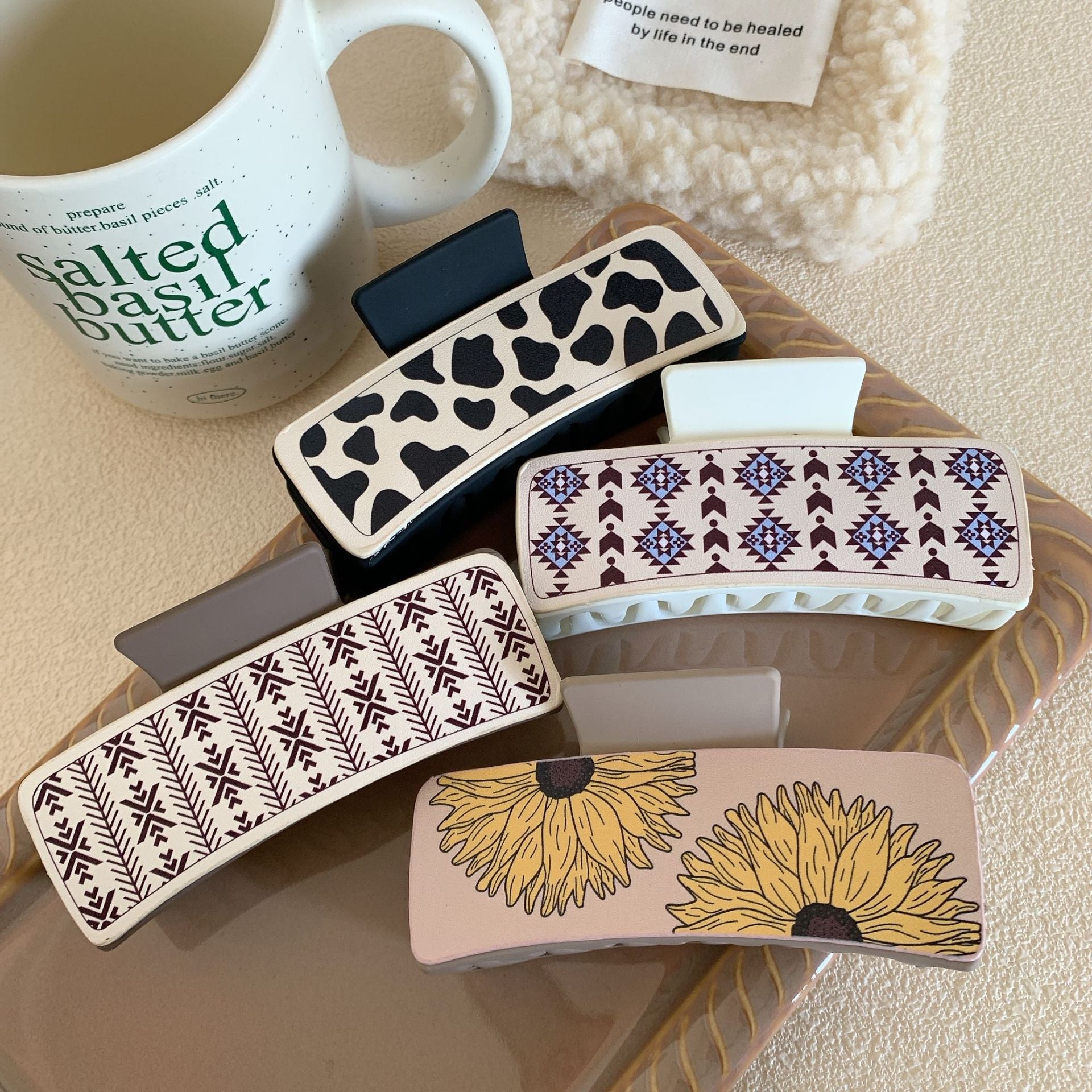 Women's Retro Geometric PS Pu Leather Hair Claws