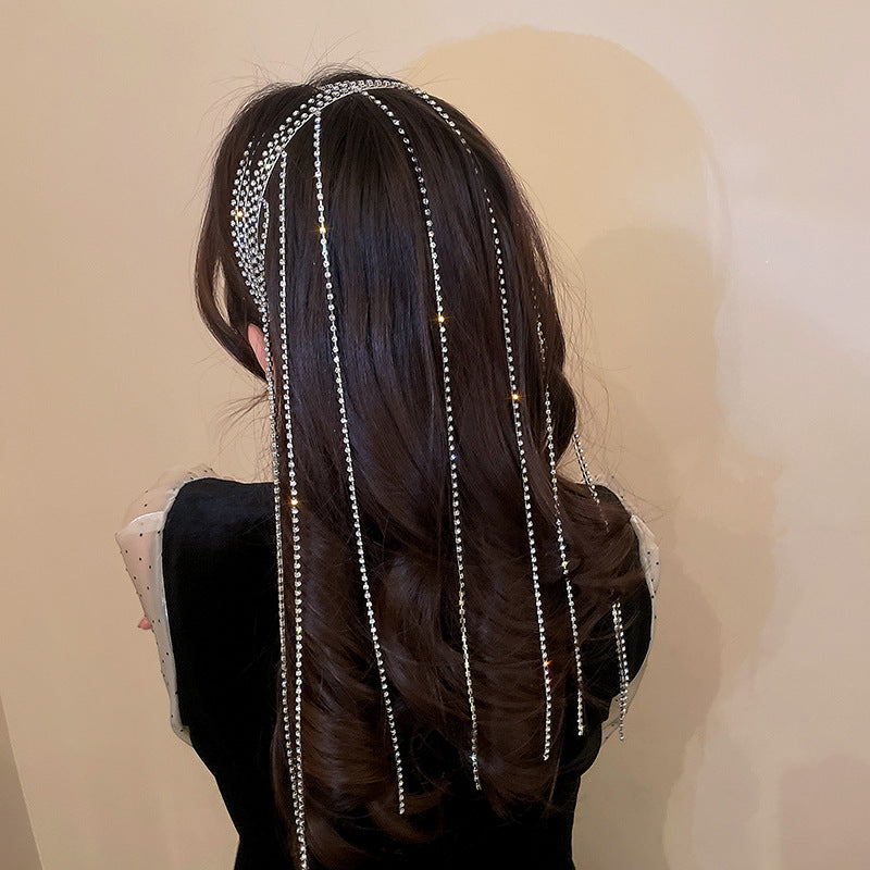 fashion geometric alloy tassel rhinestones hair band