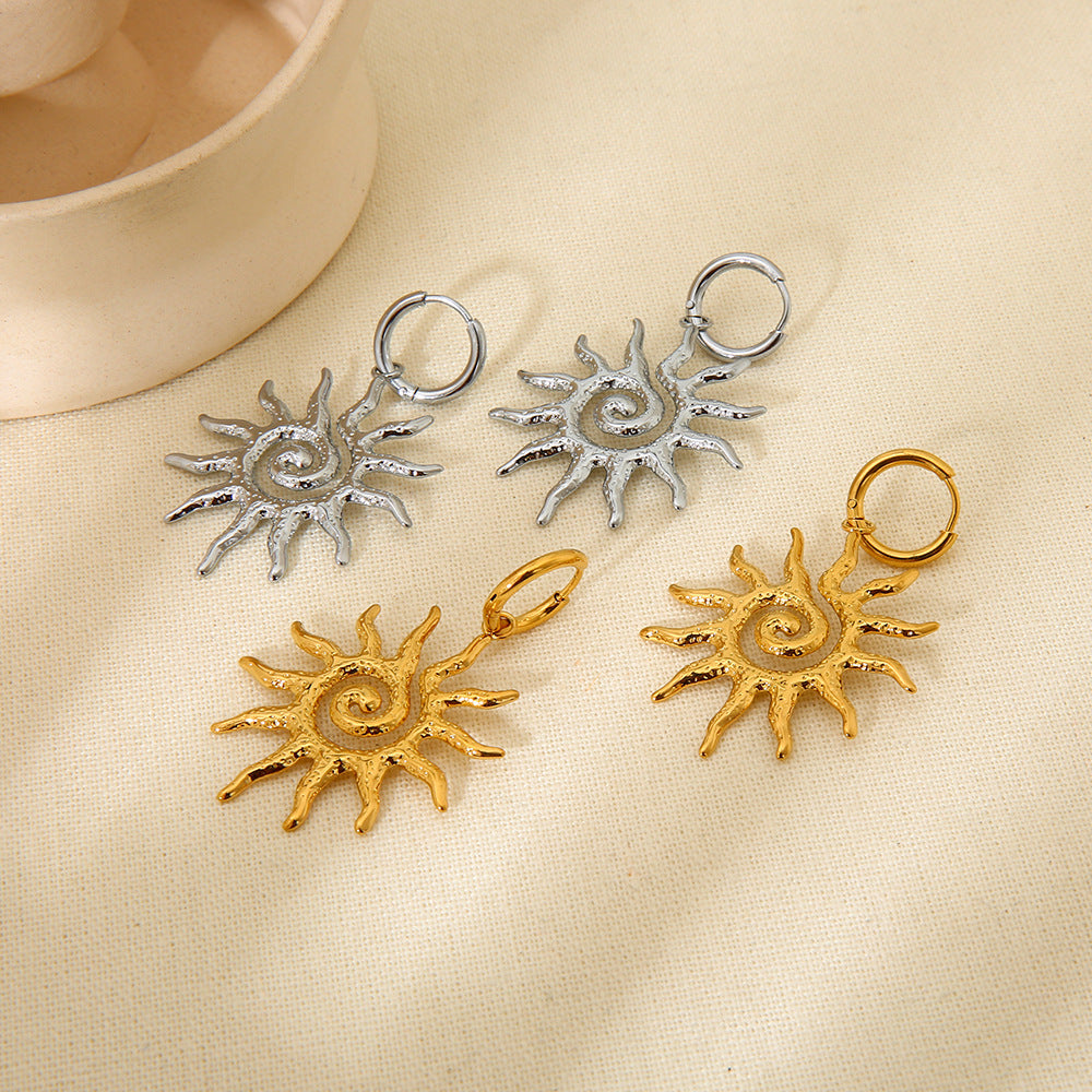 1 Pair Vintage Style Classic Style Sun 304 Stainless Steel 18K Gold Plated Drop Earrings