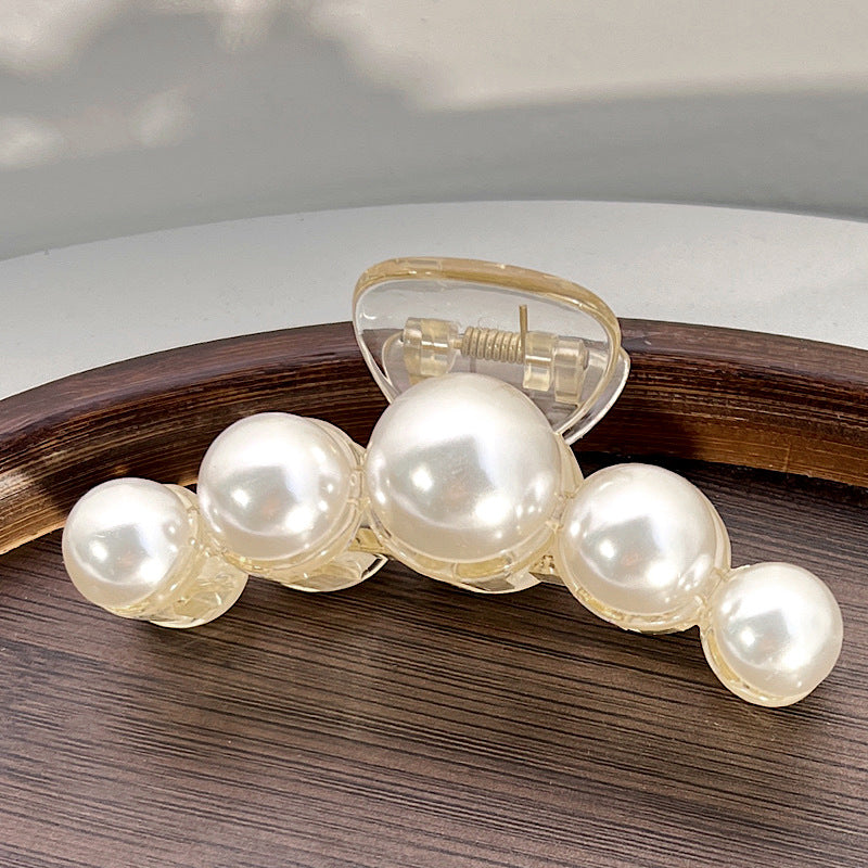 fashion solid color plastic imitation pearl  hair claw
