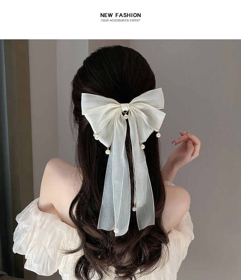 fashion bow knot cloth ribbon hair clip 1 piece