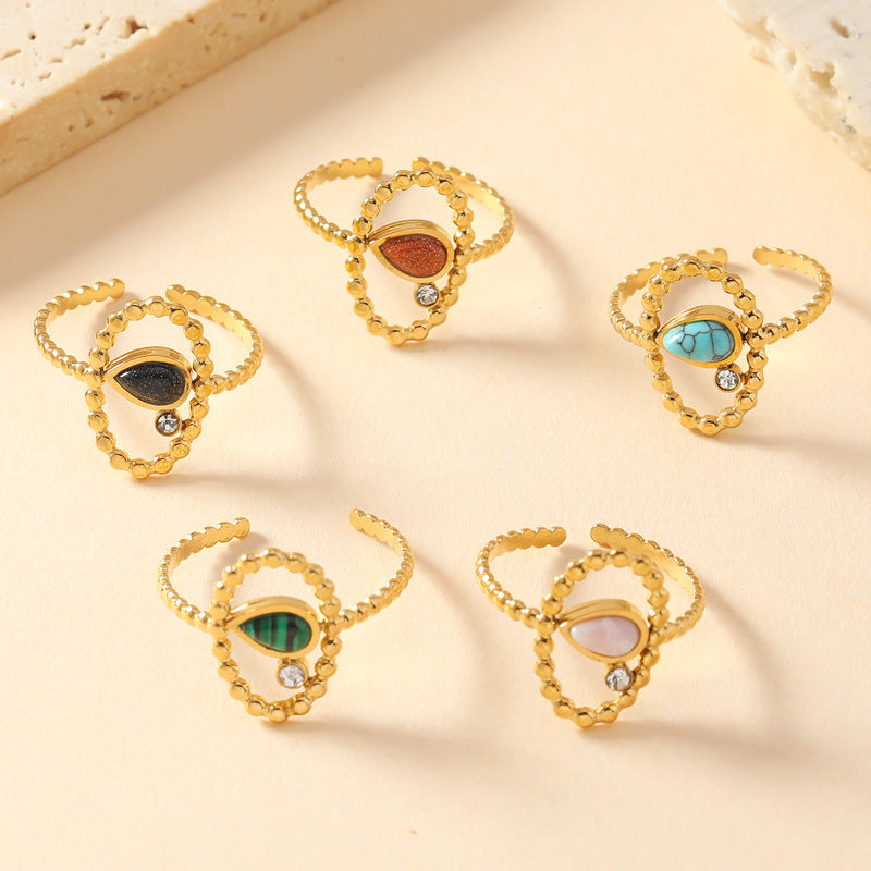 Jewelry Elegant Water Droplets Titanium Steel Open Rings