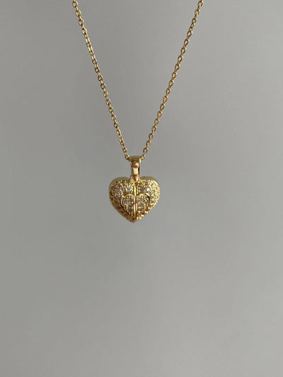 Titanium Steel Copper Plating Heart Shape Zircon Pendant Necklace