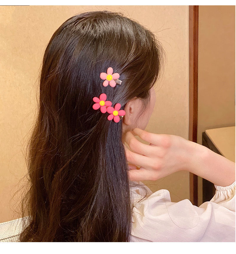 cute heart shape flower resin plating hair clip