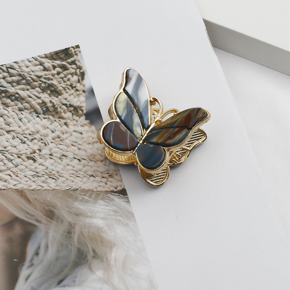 simple style butterfly acetic acid sheets plating hair claws 1 piece