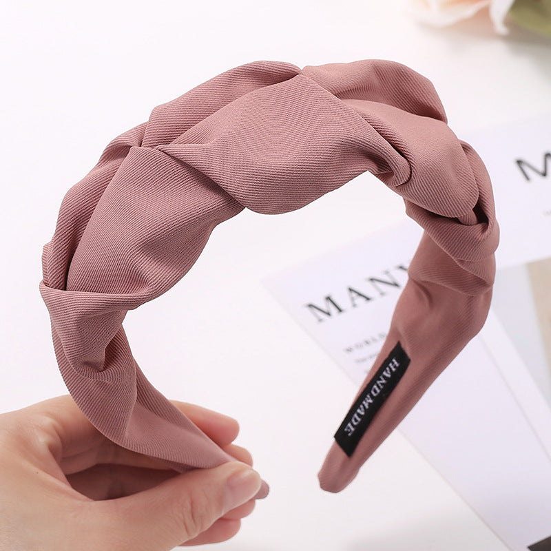 sweet solid color cloth pleated hair band