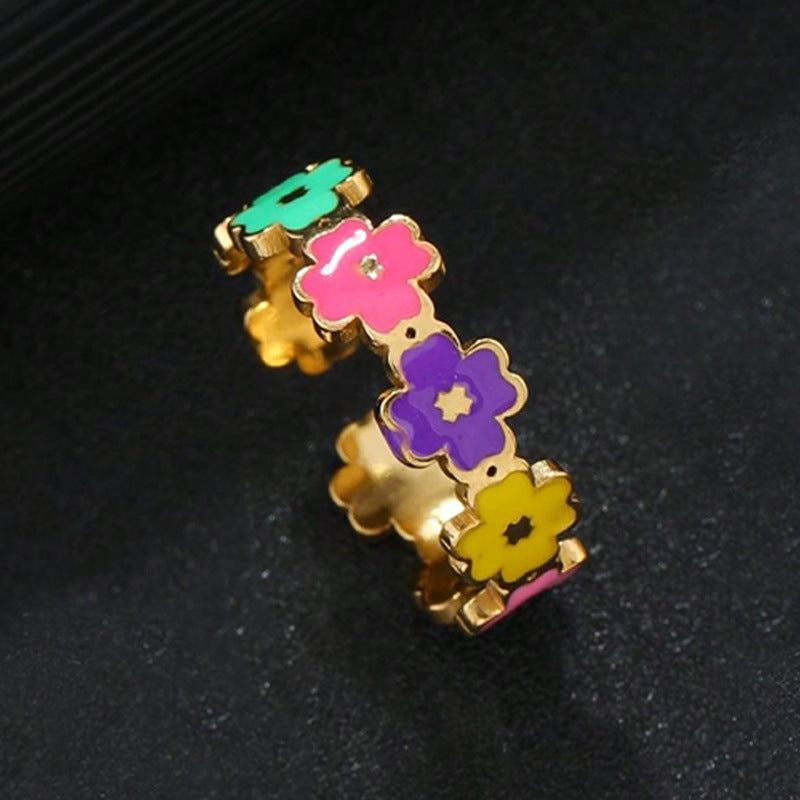 Jewelry Sweet Star Flower Butterfly Titanium Steel Open Rings