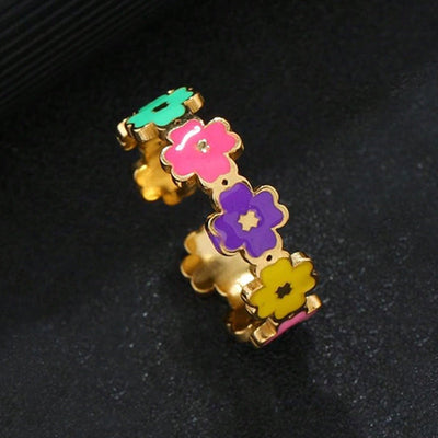 Jewelry Sweet Star Flower Butterfly Titanium Steel Open Rings