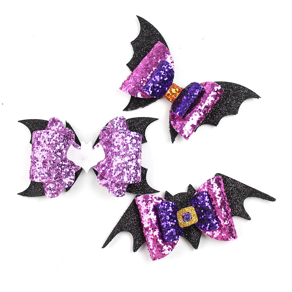 Girl'S IG Style Cool Style Pumpkin Spider Bow Knot Cloth Sequins Hair Clip