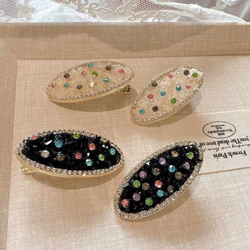 Women's Retro Simple Style Solid Color Rhinestone Hair Clip