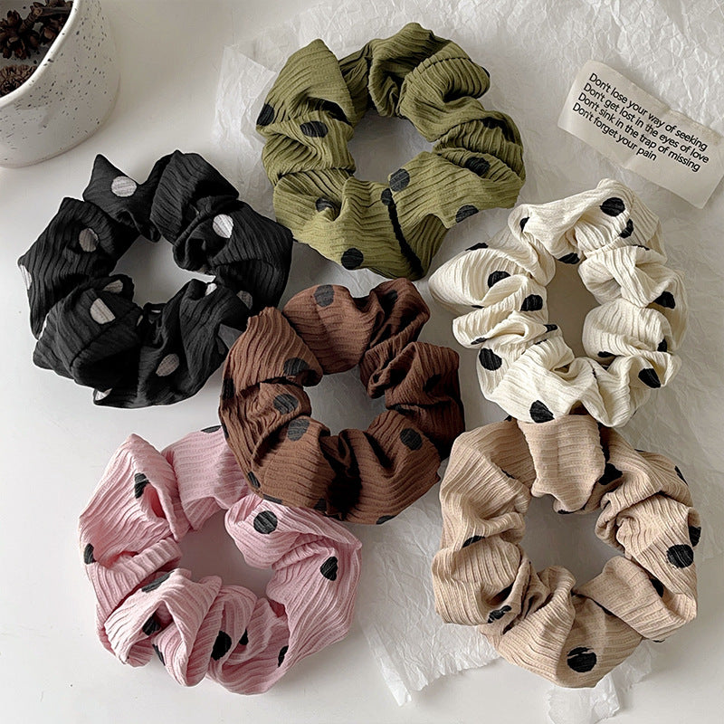 Women's Casual Simple Style Round Dots Cloth Pleated Hair Tie