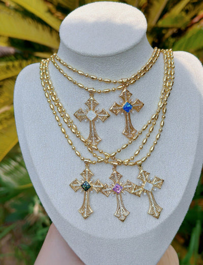 Mother pearl shellfish Copper Plating Cross Pendant Necklace