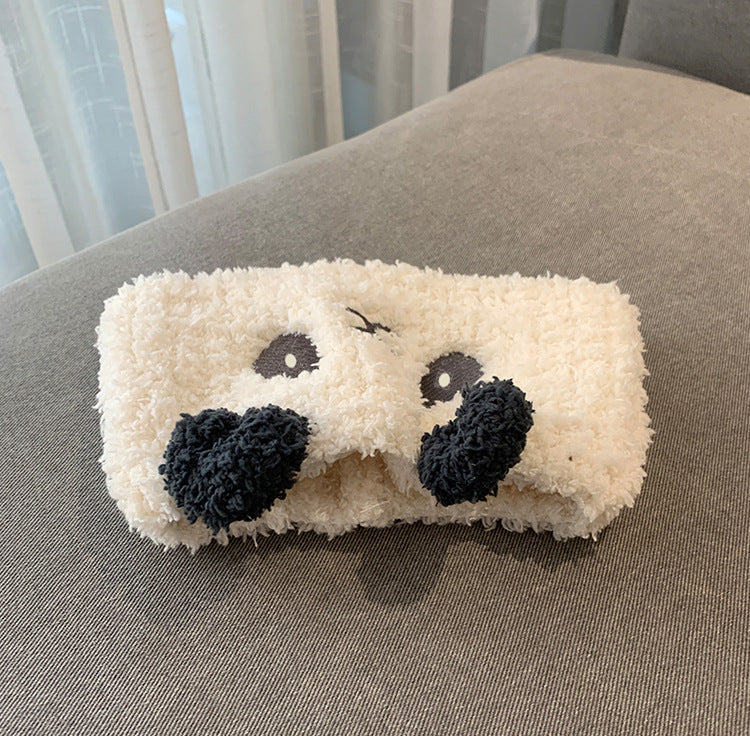 Women's Cute Panda Coral Fleece Hair Band