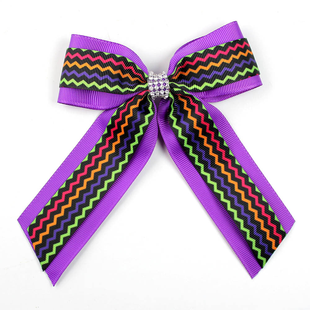 Girl'S Casual Pumpkin Bow Knot Ghost Cloth Inlay Rhinestones Hair Clip