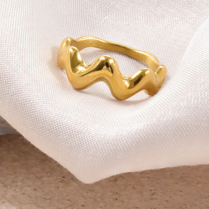 Jewelry Simple Style Waves Solid Color 304 Stainless Steel Rings