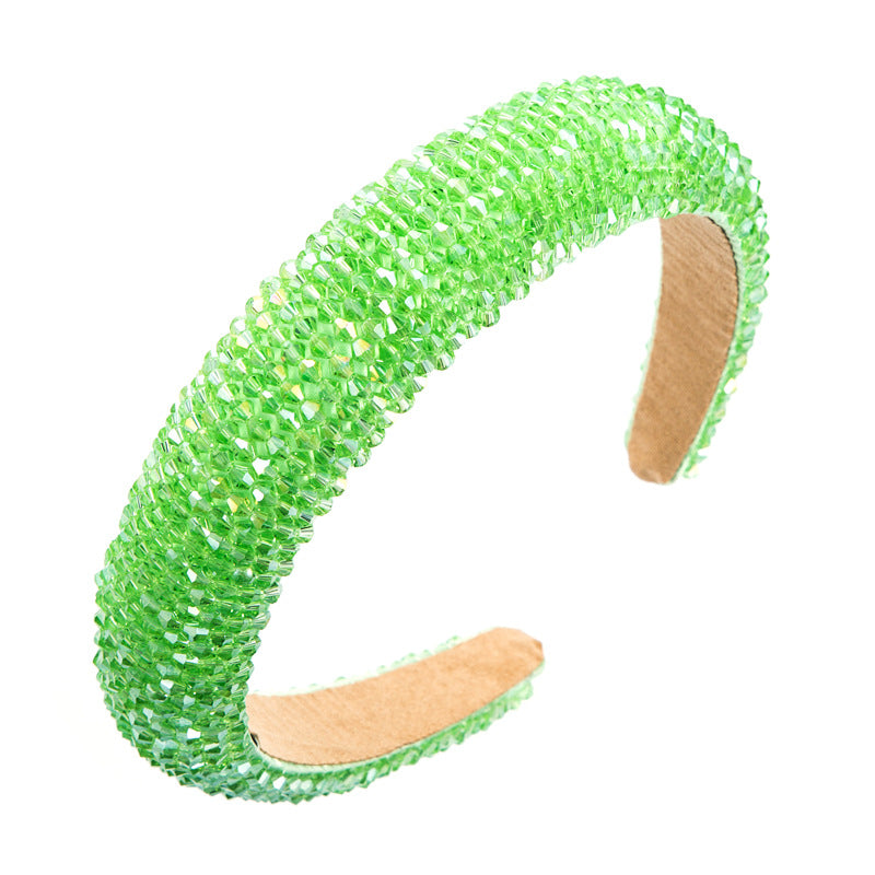 spring new sponge crystal wide edge headband