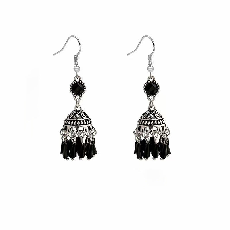 Ethnic style earrings women's retro temperament handmade bird lantern lantern fringed earrings