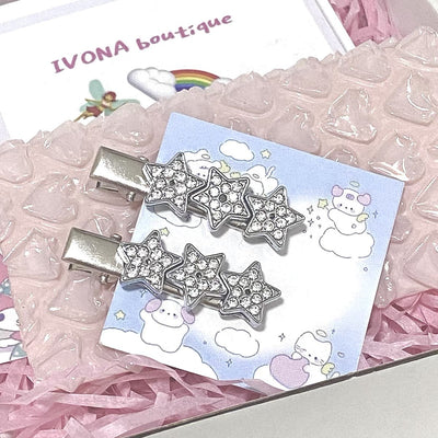 y2k star alloy inlay rhinestones hair clip