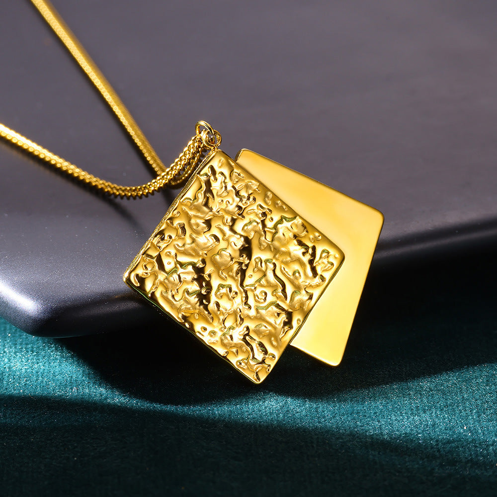 Jewelry Casual Simple Style Round Square 304 Stainless Steel 18K Gold Plated Pendant Necklace