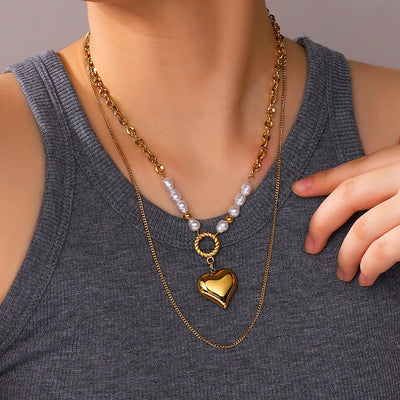 Jewelry Simple Style Commute Heart Shape Titanium Steel Pendant Necklace