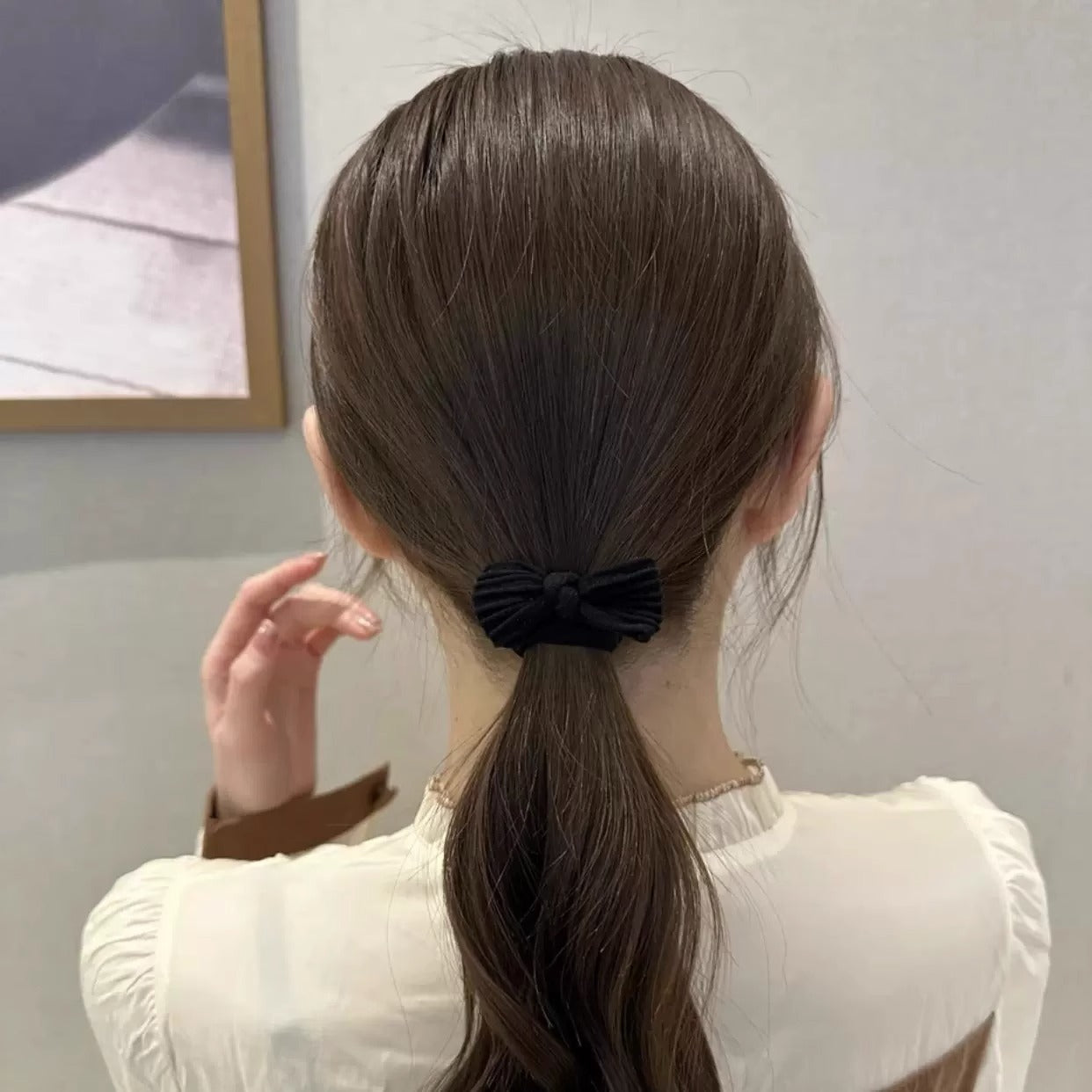 simple style solid color bow knot cloth bowknot hair tie