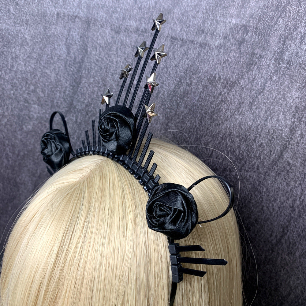 retro star crown flower plastic resin hair band