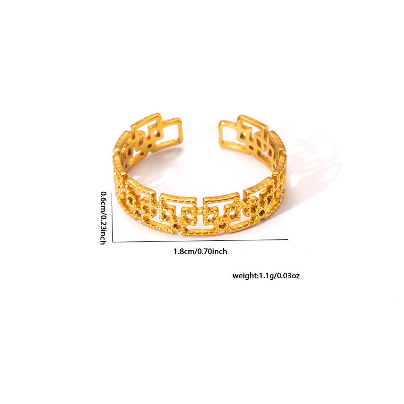 Jewelry Elegant Cross Heart Shape Solid Color Titanium Steel Open Rings