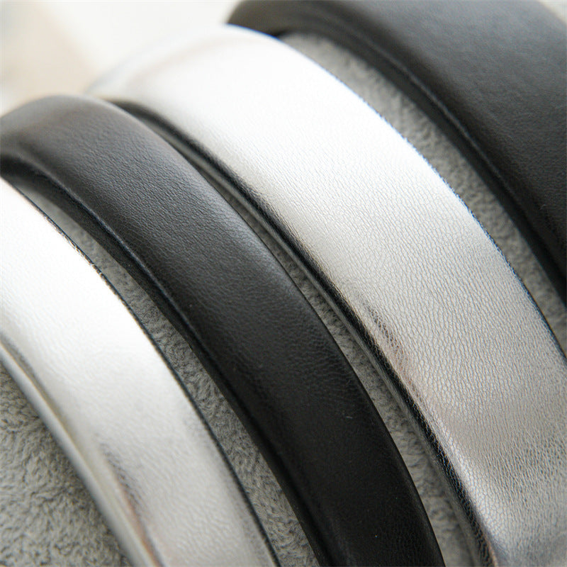 Women's Simple Style Solid Color Pu Leather Hair Band