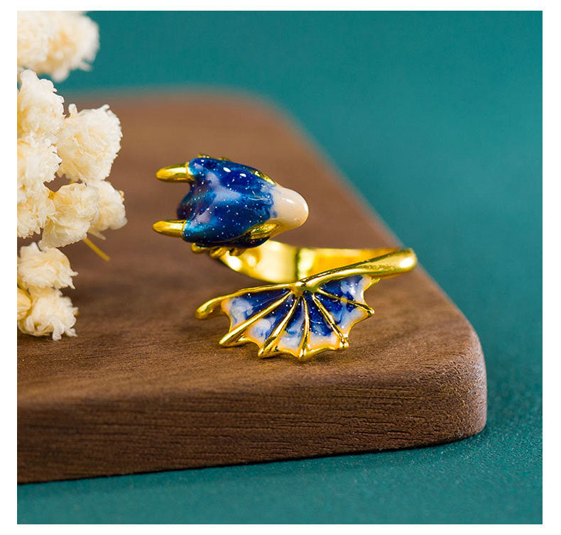 Copper Plating Dragon Open Rings