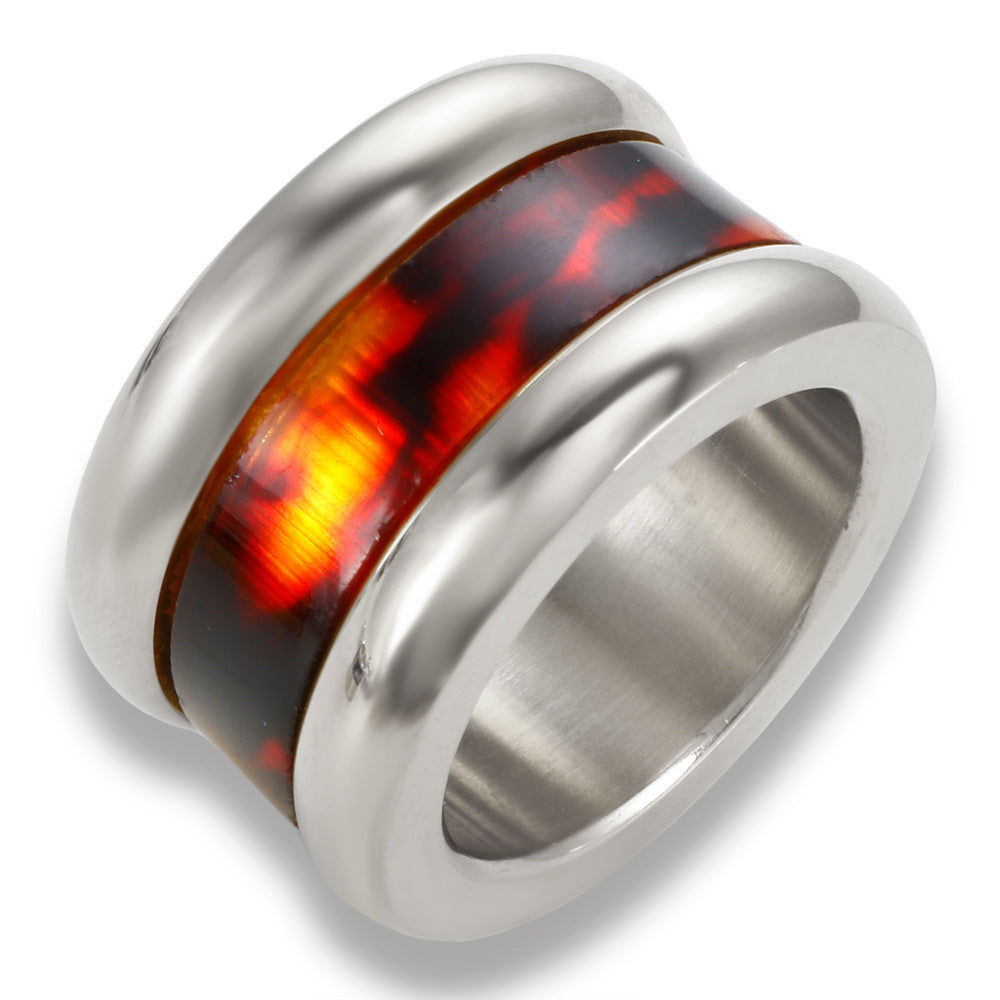Jewelry Streetwear Color Block 304 Stainless Steel Resin Plating Rings
