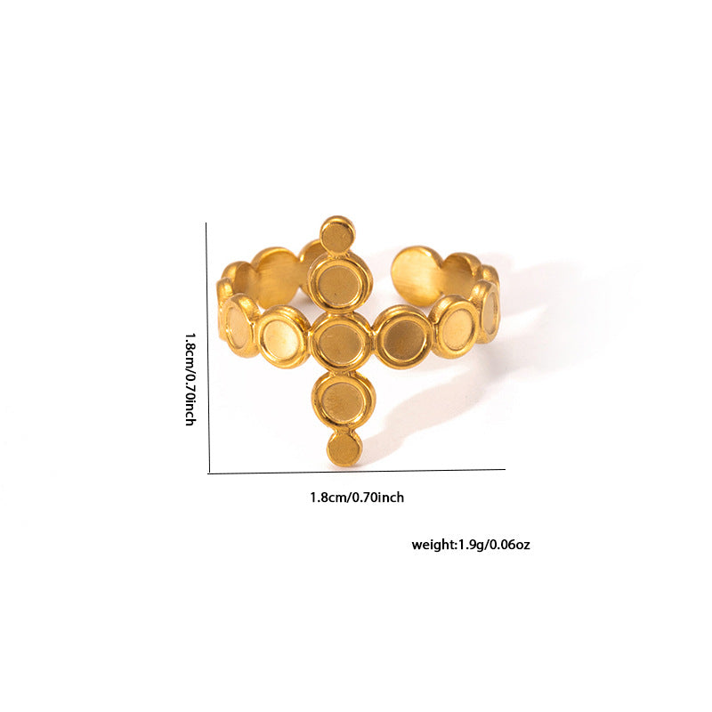 Jewelry Elegant Cross Heart Shape Solid Color Titanium Steel Open Rings