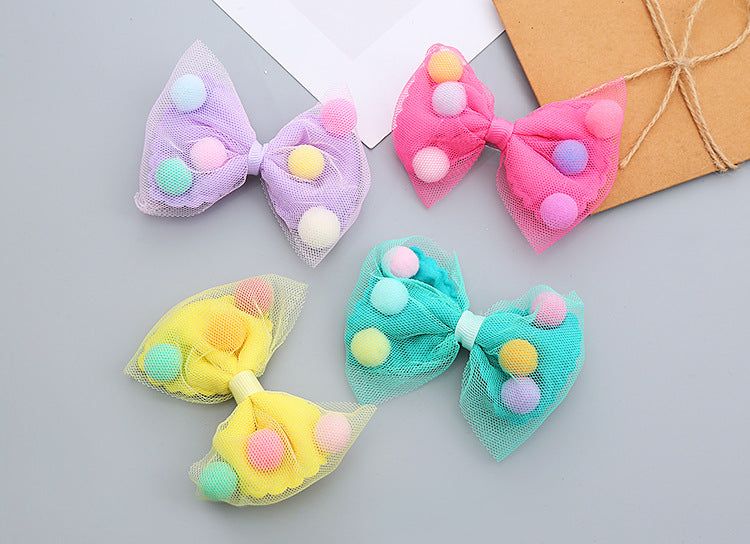 girl's sweet bow knot cloth gauze hair clip