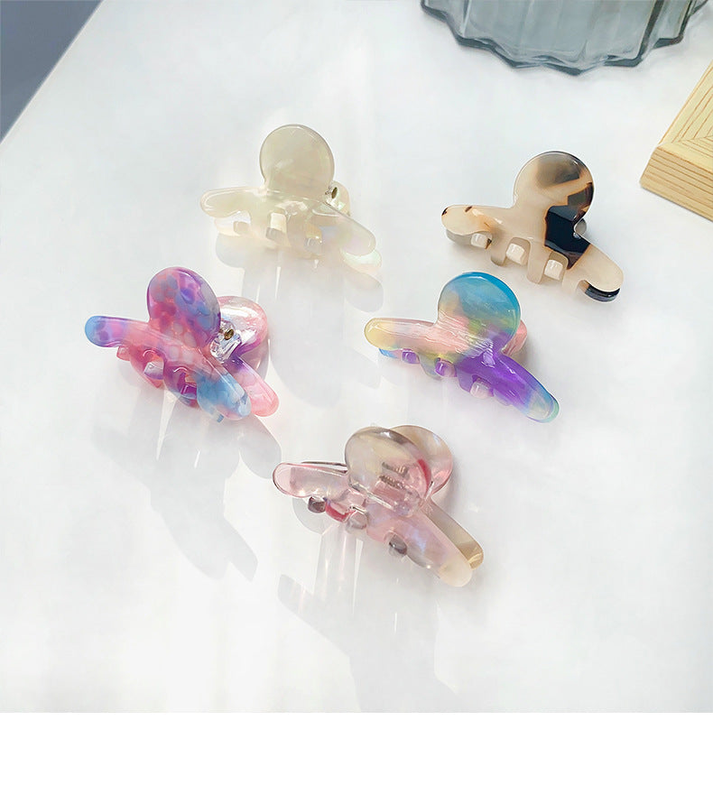 cute color block acetic acid sheets plating hair claws 1 piece