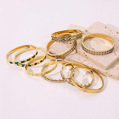 Elegant Geometric Square Leaves Titanium Steel Bangle In Bulk