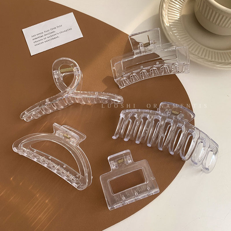 women's simple style transparent plastic hair claws