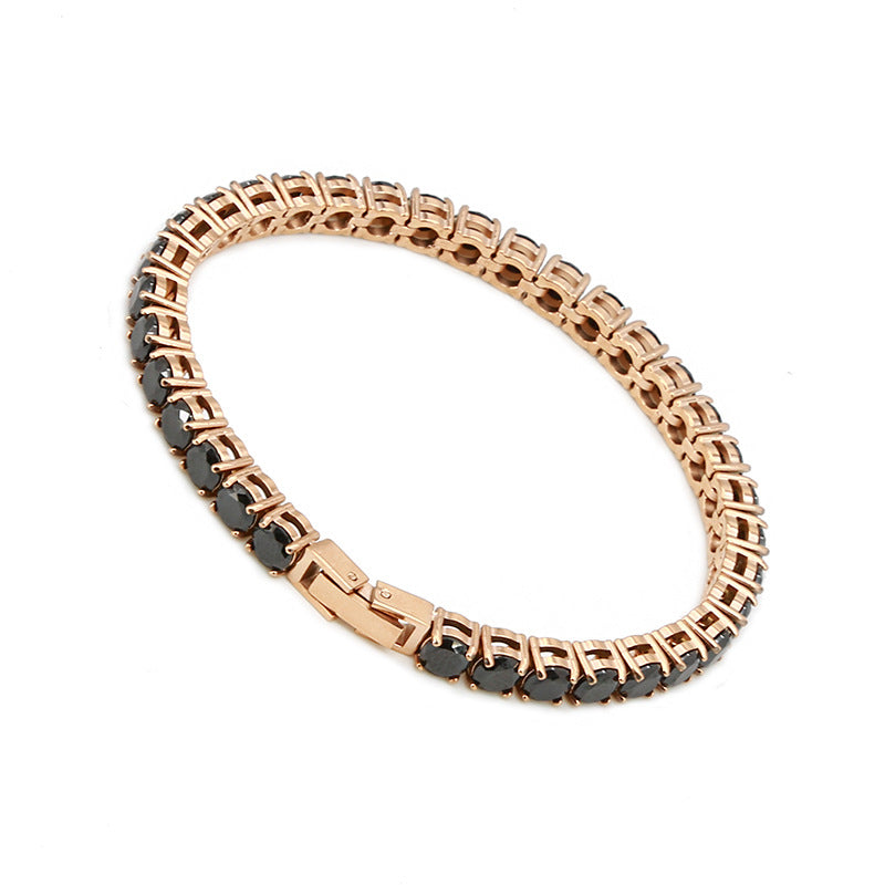 Classic Style Geometric Stainless Steel 18K Gold Plated Rose Gold Plated Zircon Tennis Bracelet In Bulk