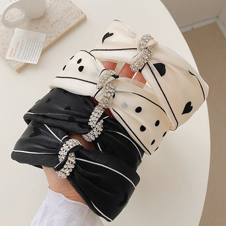 fashion heart shape cloth handmade inlay rhinestone hair band