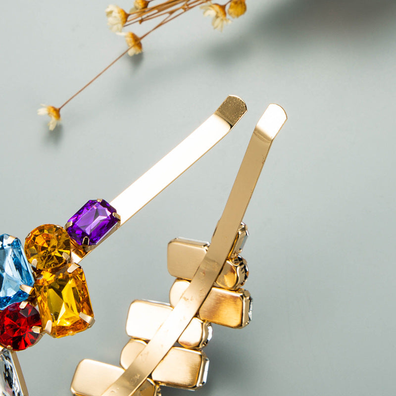 baroque golden cross inlaid color rhinestone headband