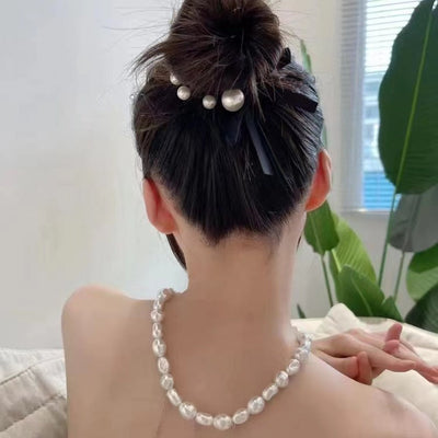 Women's Elegant Geometric Artificial Pearl Elastic string Hair Tie