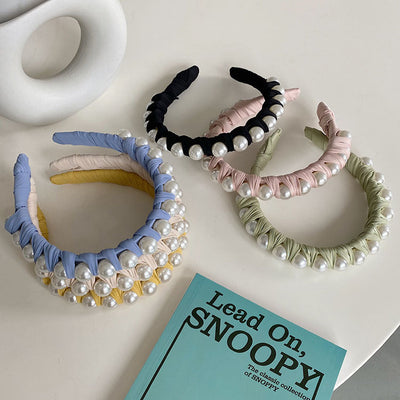 korean winding pearl woven headband