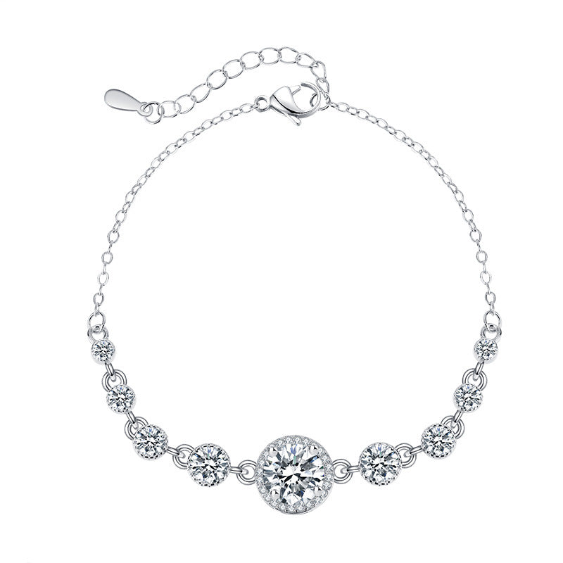 Copper Inlay Round Square Heart Shape Imitation Moissanite Bracelets