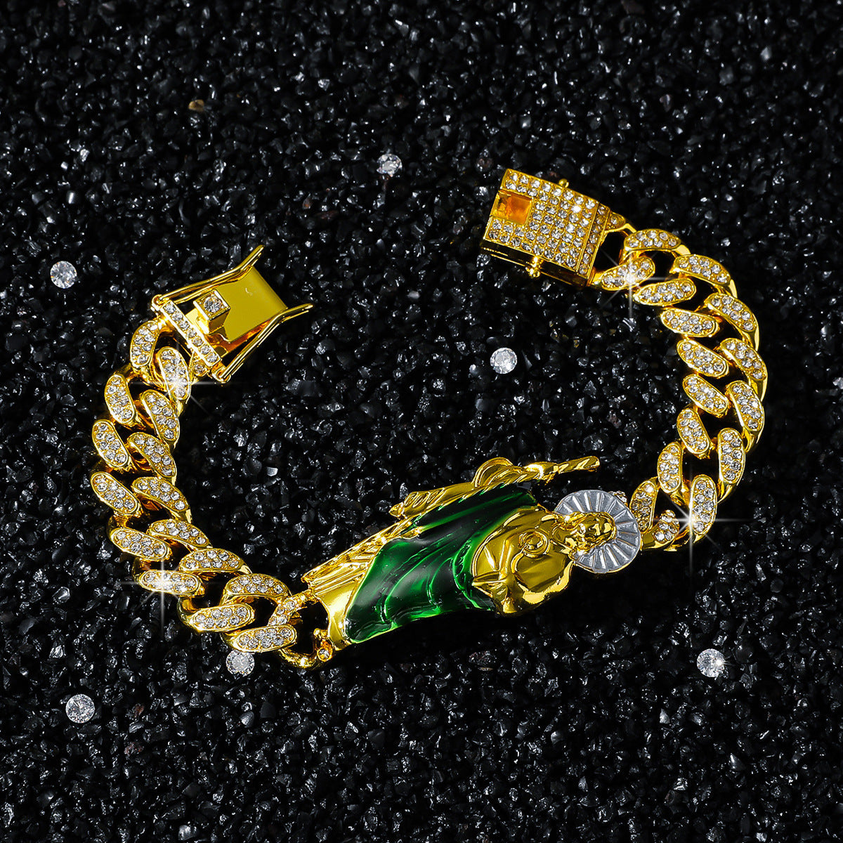 Hip-Hop Human Rhinestones Zinc alloy Cuban Link Chain Curb Chain Chain & Link Bracelets