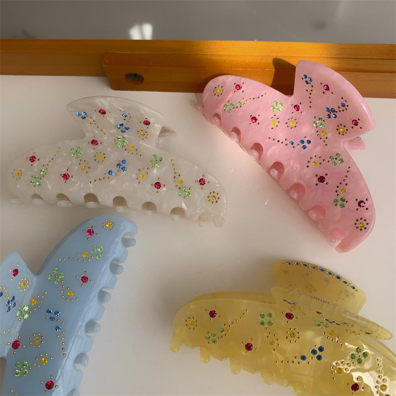 retro classic style geometric acetic acid sheets inlay rhinestones hair claws