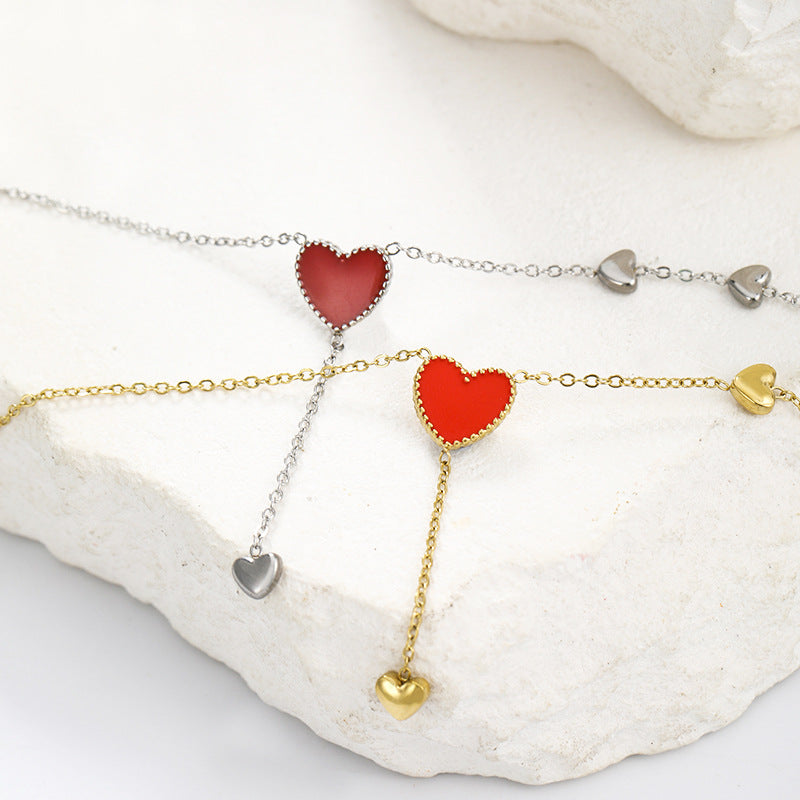 Jewelry Simple Style Heart Shape 304 Stainless Steel Pendant Necklace