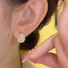 Water drop ear buckle type opal copper earrings, high-end simple versatile earrings