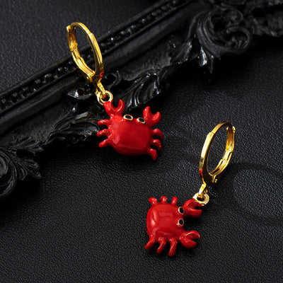 1 Pair Cute Streetwear Crab Enamel Copper Drop Earrings