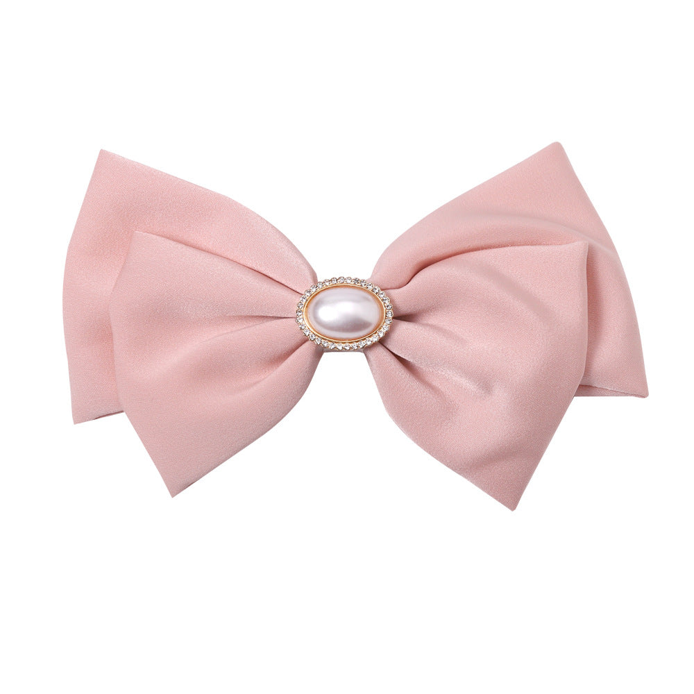 Women's Simple Style Classic Style Bow Knot Cloth Inlay Pearl Hair Clip