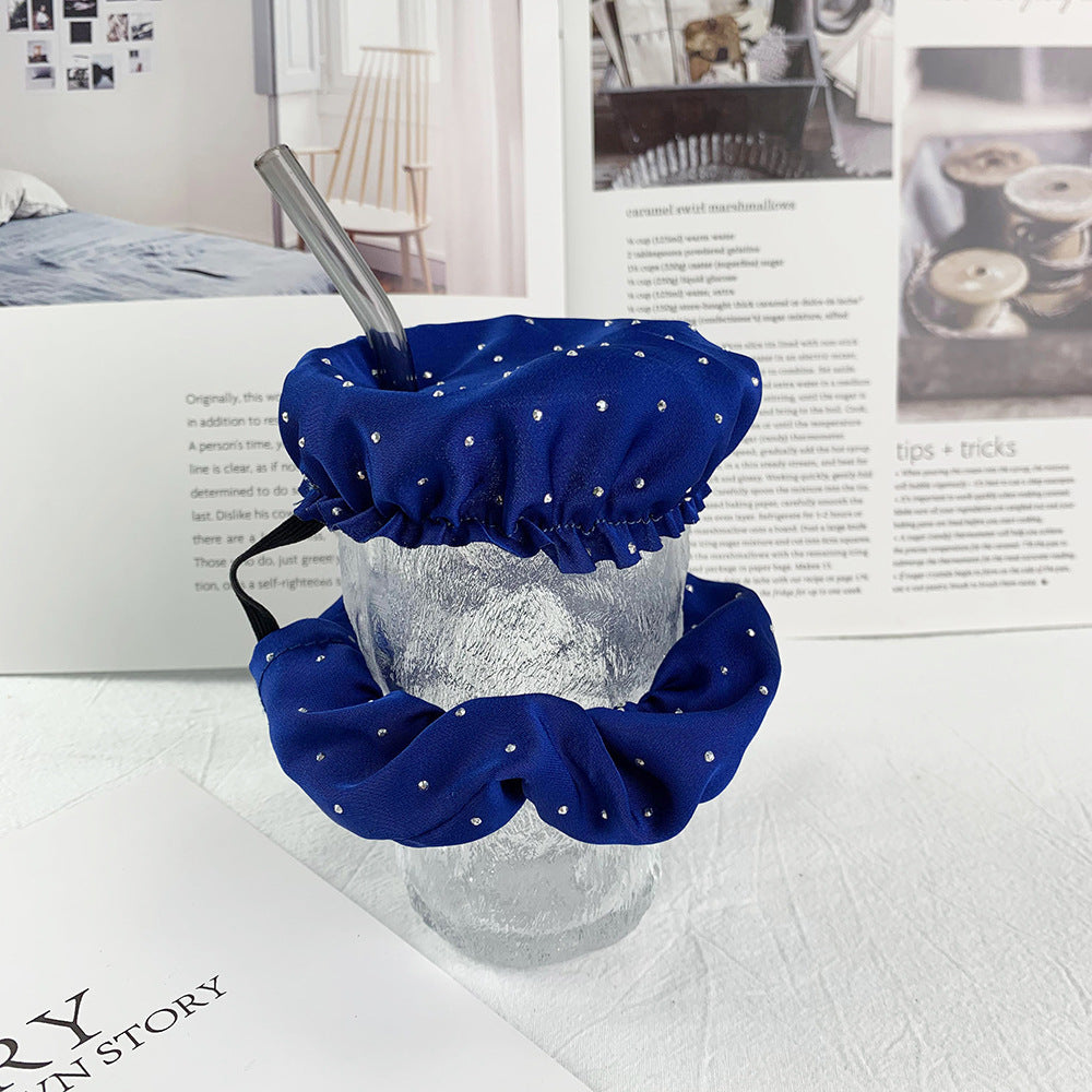 Nightclub Anti-Medicine Artifact Elastic Rubber Band Cup Lid Set  Color Diamond-Embedded Large Intestine Hair Ring Hair Rope for Women